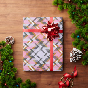 Pink Plaid Pattern Christmas Wrapping Paper