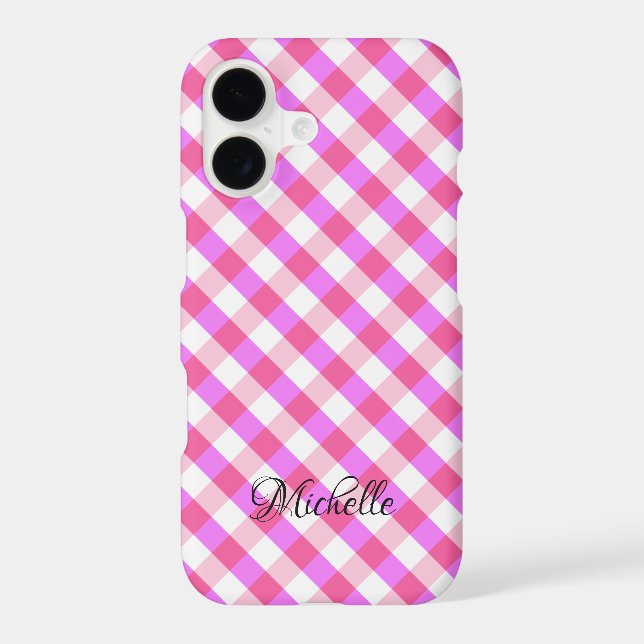 Pink Plaid Pattern custom name phone cases (Back)