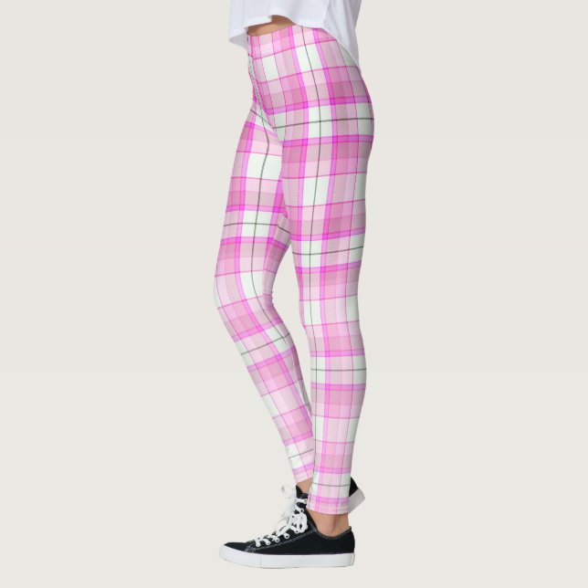 Pink Plaid Pattern Leggings (Left)