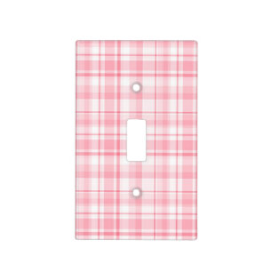 Pink Plaid Pattern Light Switch Cover