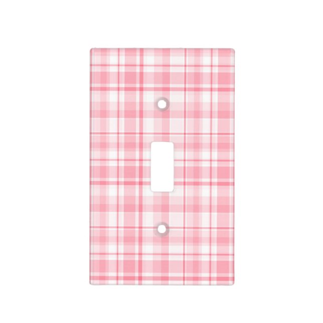 Pink Plaid Pattern Light Switch Cover (Front)
