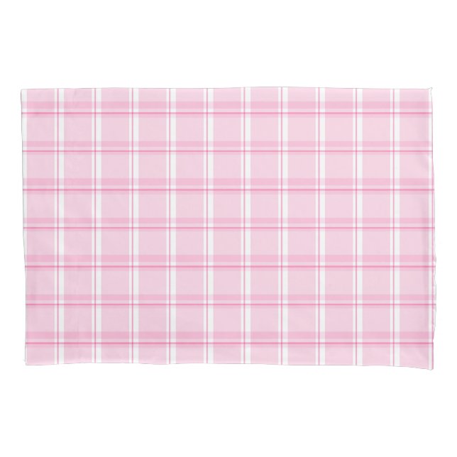 Pink Plaid Pattern Pillow Case (Front)