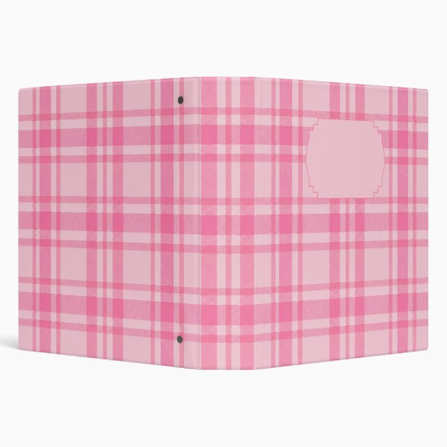 Pink plaid pattern pink dramatic custom name 3 ring binder (Background)