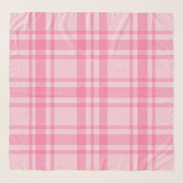 Pink plaid pattern pink dramatic scarf (Front)