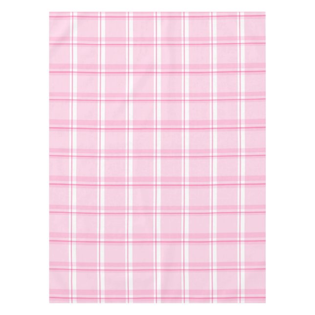 Pink Plaid Pattern Tablecloth (Front)
