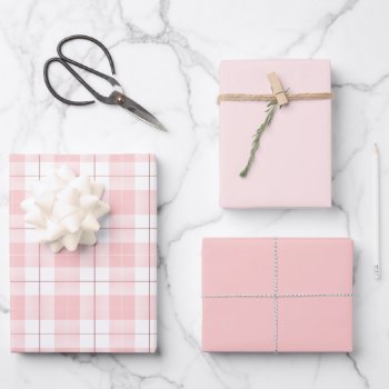 Pink Plaid Pattern With Matching Shades Of Pink Wrapping Paper Sheets by DogwoodAndThistle at Zazzle