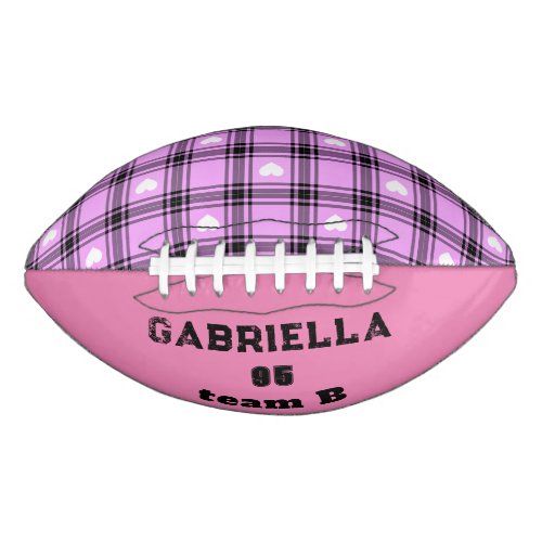 Pink Plaid Personalized Name Number and Team       Football