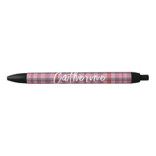 Pink Plaid Personalized Pen One Owl Artist