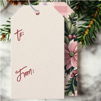 Pink Plaid Poinsettia To and From Christmas