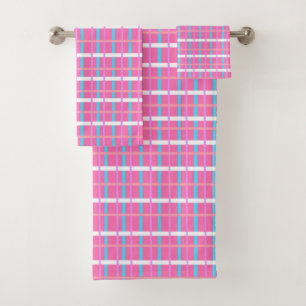 Pink Plaid Pop Bath Towel Set