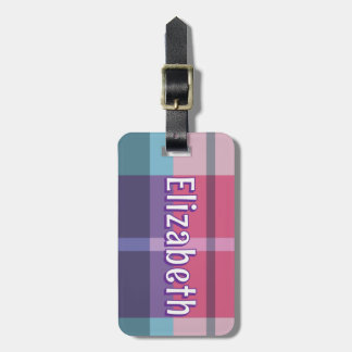 Pink Plaid Preppy Girl Personalized School Bag Tag