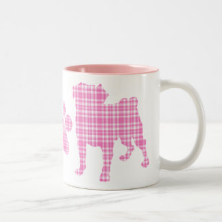 Pink Plaid Pugs and Paw Mug