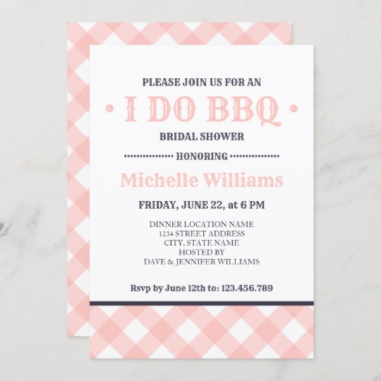 Pink Plaid Rustic I Do Bbq Bridal Shower Invitation