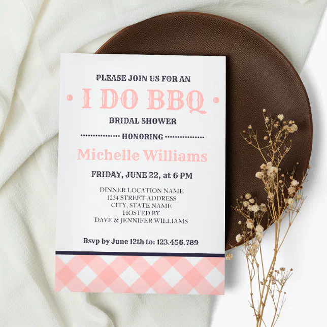 Pink Plaid Rustic I Do Bbq Bridal Shower Invitation Zazzle