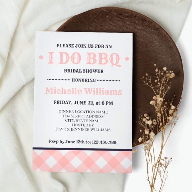 Pink Plaid | Rustic I DO BBQ Bridal Shower Invitation (Creator Uploaded)