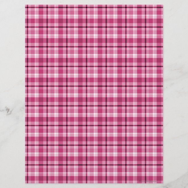 Pink Plaid Scrapbook Paper (Front)