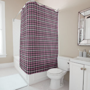 pink plaid shower curtain