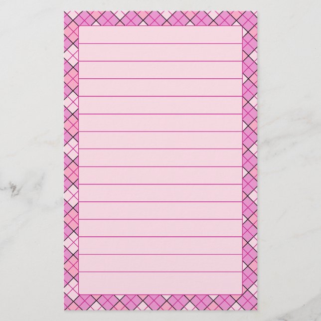 Pink Plaid Stationery Lined (Front)