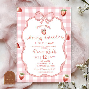 Pink Plaid Strawberry Coquette Berry sweet Invitation