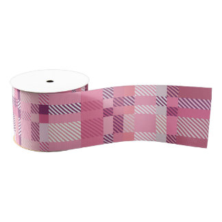 Pink Plaid Tartan 3" Wide Grosgrain Ribbon