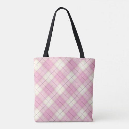 Pink Plaid Tartan Chic Girls Ladies Tote Bag