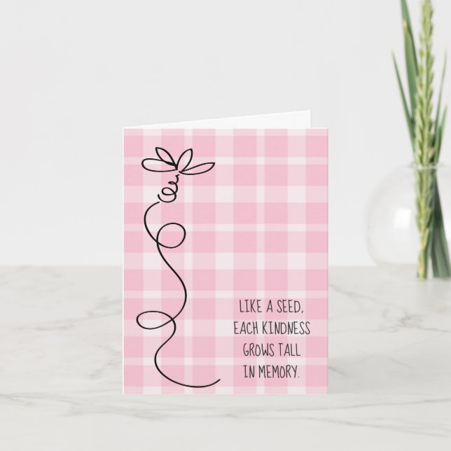 Pink plaid thank you card (Front)