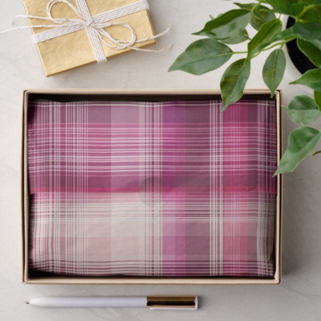 Pink plaid tissue paper (Gift)