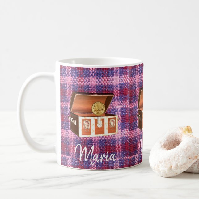 Pink Plaid Trunk Mug (With Donut)