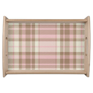 Pink Plaid Watercolor Cute Serving Tray