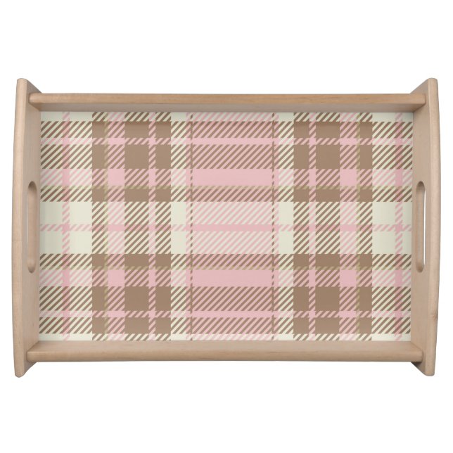 Pink Plaid Watercolor Cute Serving Tray (Front)
