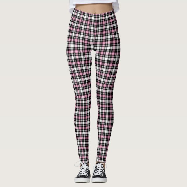 Pink Plaid Women''s Leggings (Front)