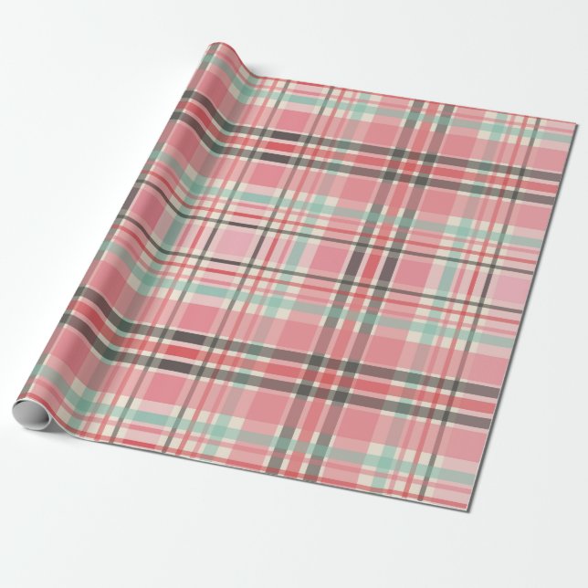 Pink Plaid Wrapping Paper (Unrolled)