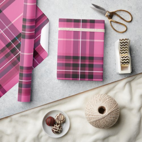 Pink Plaid Wrapping Paper