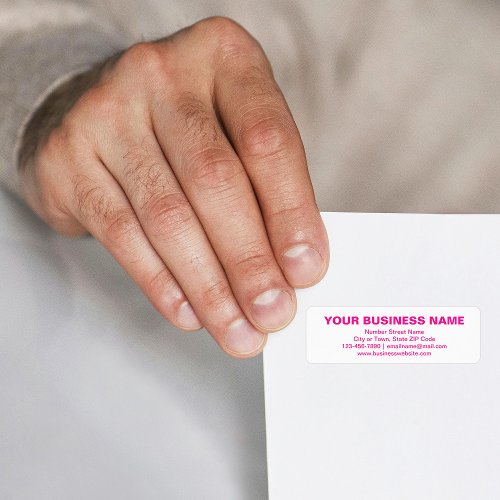 Pink Plain Text Business Brand on Return Address Label