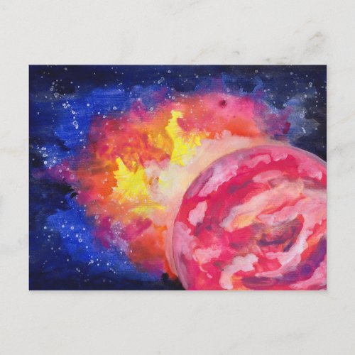 Pink Planet Explosion Postcard