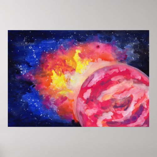Pink Planet Explosion Poster