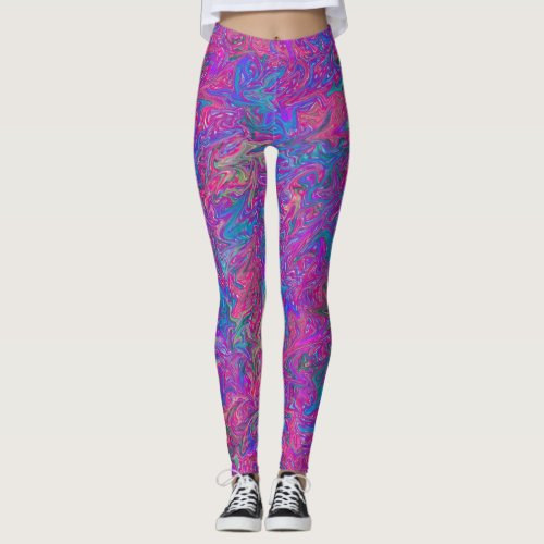 Pink Plastic Grid Abstract Leggings