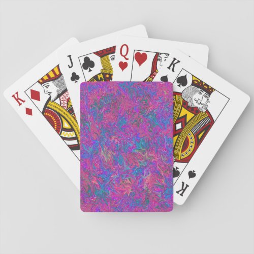 Pink Plastic Grid Colorful Swirls Abstract Art Poker Cards