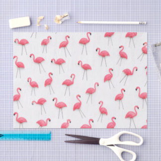 Pink Plastic Lawn Flamingos Tissue Paper