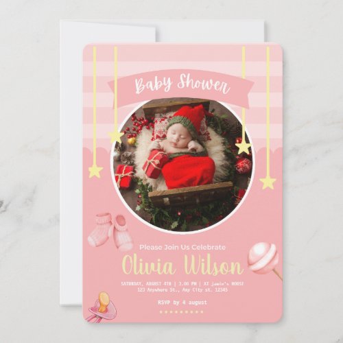 Pink Playful Baby Shower Invitation