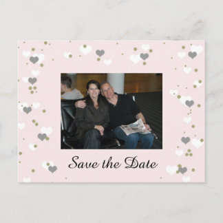 Pink Playful Hearts Save the Date Announcement Postcard
