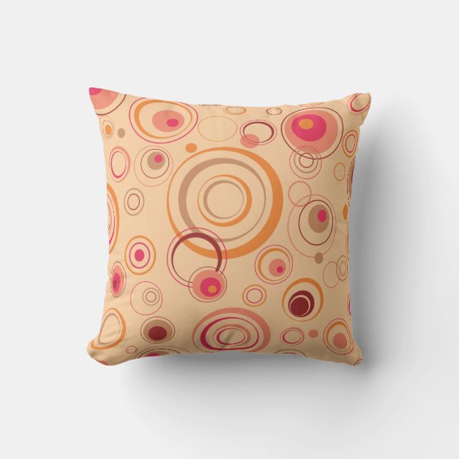 Pink Playful Retro Circles Throw Pillow (Front)