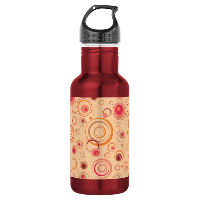 Pink Playful Retro Circles Water Bottle (Front)