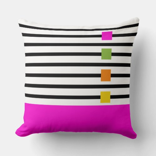 Pink Playful Stripes and Blocks  Throw Pillow