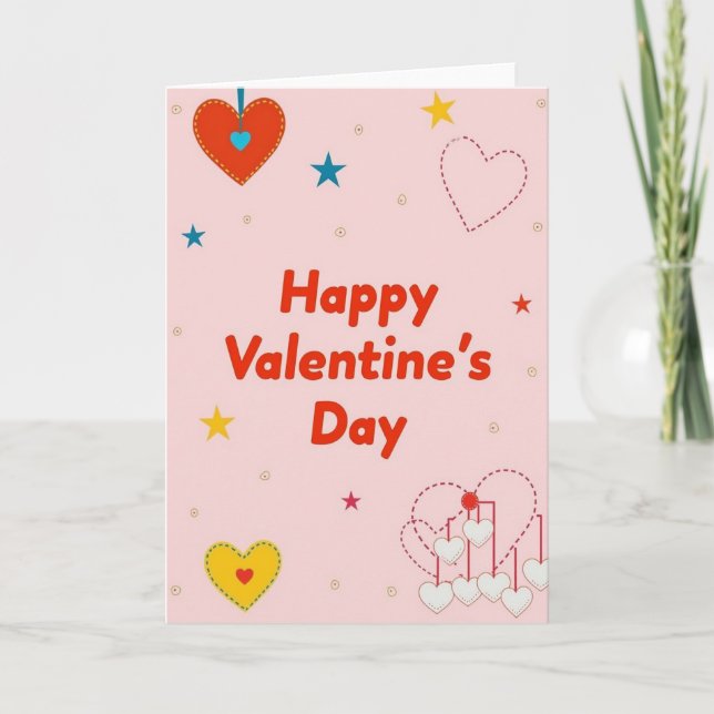 Pink Playful Valentines Day Card (Front)