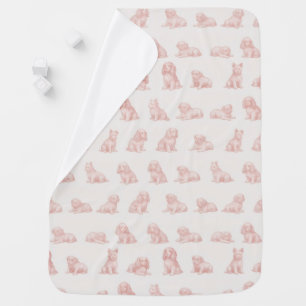 Pink Playful Vintage Pet Whimsical Dog Pattern Baby Blanket