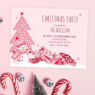 Pink playful winter christmas invitation