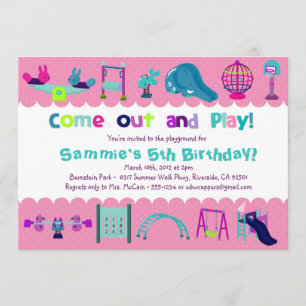 PINK - PLAYGROUND - Birthday Party Invitations