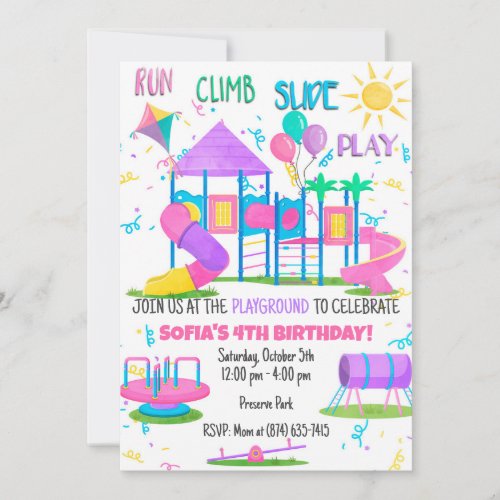 Pink Playground Girls Invitation