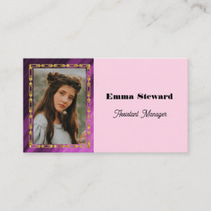 Pink Pleat & Gold Chain with Personalized Photo Business Card